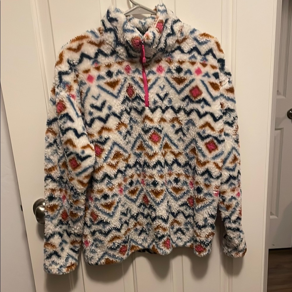 Eddie Bauer Blue and White Fleece Jacket